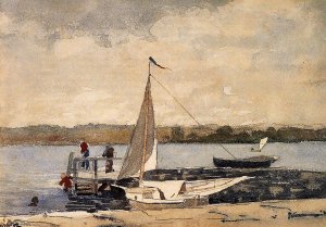 A Sloop at a Wharf, Gloucester by Oil Painting Reproduction