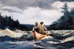 Canoe in the Rapids by Oil Painting Reproduction