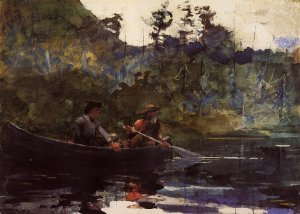 Canoeing in the Adirondacks by Oil Painting Reproduction