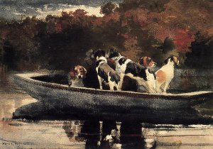 Dogs in a Boat also known as Waiting for the Start by Winslow Homer Oil Painting Reproduction