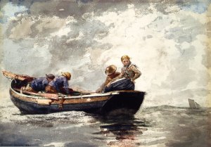 Fisher Folk in Dory by Oil Painting Reproduction