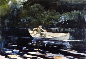 Fishing in the Adirondacks by Oil Painting Reproduction