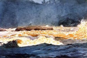 Fishing the Rapids, Saguenay by Winslow Homer Oil Painting Reproduction