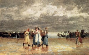 Four Fisherwives by Oil Painting Reproduction