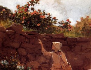 Girl in a Garden by Oil Painting Reproduction