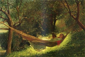 Girl in a Hammock by Oil Painting Reproduction