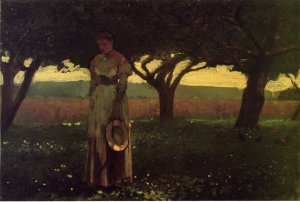 Girl in the Orchard by Oil Painting Reproduction