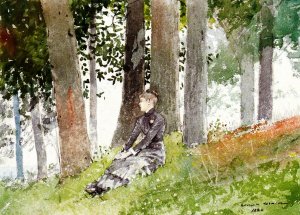 Girl Seated in a Grove by Oil Painting Reproduction