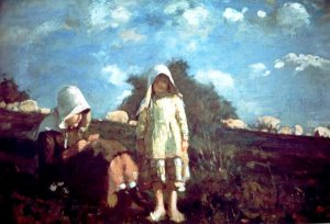 Girls with Sunbonnets by Oil Painting Reproduction