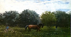 Horse and Plowman, Houghton Farm by Oil Painting Reproduction