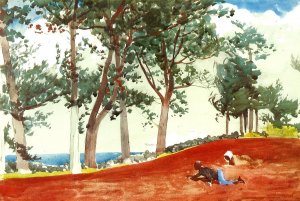 House and Trees by Oil Painting Reproduction