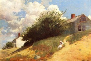 Houses on a Hill by Oil Painting Reproduction