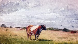 Landscape with Cow by Oil Painting Reproduction