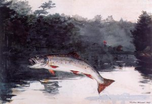 Leaping Trout by Oil Painting Reproduction