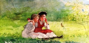 Listenning to the Birds by Oil Painting Reproduction