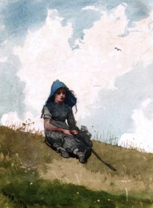 Little Shepherdess by Oil Painting Reproduction