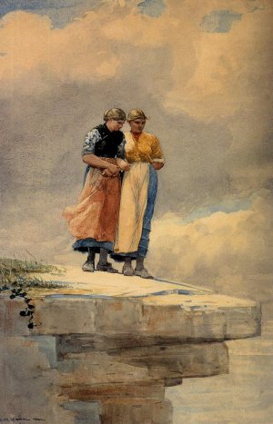 Looking over the Cliff by Oil Painting Reproduction