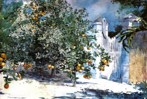 Orange Tree, Nassau also known as Orange Trees and Gate by Oil Painting Reproduction