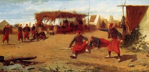 Pitching Quoits also known as Pitching Horseshoes or Quoit Players by Oil Painting Reproduction