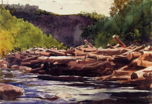 River at Blue Ledge Essex County also known as The Log Jam by Oil Painting Reproduction