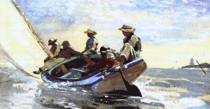 Sailing the Catboat Probably by Winslow Homer Oil Painting Reproduction