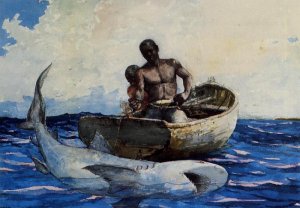 Shark Fishing by Oil Painting Reproduction