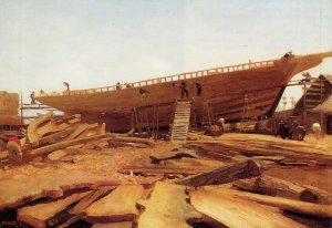 Shipbuilding at Gloucester by Winslow Homer Oil Painting Reproduction