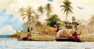 Sponge Fishing, Nassau by Oil Painting Reproduction