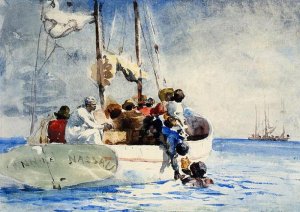 Sponge Fishing by Oil Painting Reproduction