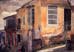 Street Corner, Santiago de Cuba by Oil Painting Reproduction