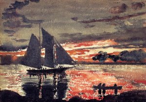 Sunset Fires by Oil Painting Reproduction