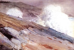 Surf on Cliffs by Oil Painting Reproduction