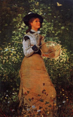 The Butterfly Girl by Winslow Homer Oil Painting Reproduction