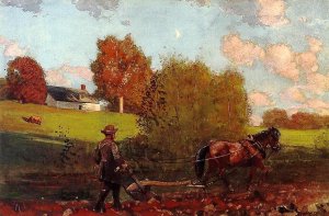 The Last Furrow by Oil Painting Reproduction