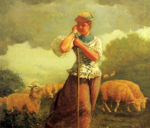 The Shepherdess also known as The Shepherdess of Houghton Farm by Oil Painting Reproduction