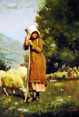 The Shepherdess by Oil Painting Reproduction