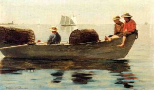 Three Boys in a Dory by Oil Painting Reproduction