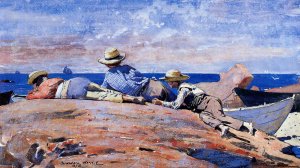 Three Boys on the Shore by Oil Painting Reproduction