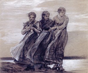 Three Girls by Oil Painting Reproduction