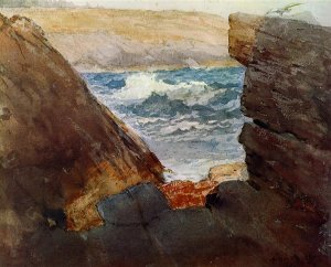 Through the Rocks by Oil Painting Reproduction