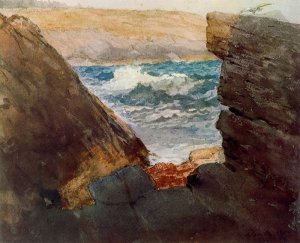 Through the Rocks by Oil Painting Reproduction