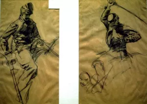 Two Sketches of Cavalry Soldiers