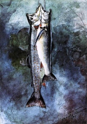 Two Trout 2 by Oil Painting Reproduction