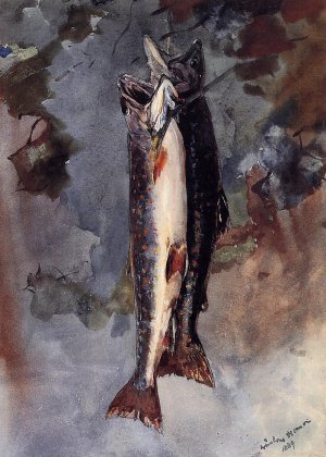 Two Trout by Oil Painting Reproduction