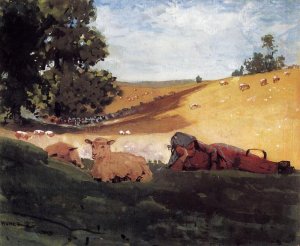 Warm Afternoon also known as Shepherdess by Oil Painting Reproduction