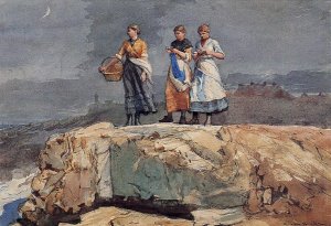 Where are the Boats also known as On the Cliffs by Oil Painting Reproduction