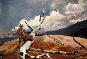 Woodsman and Fallen Tree by Oil Painting Reproduction