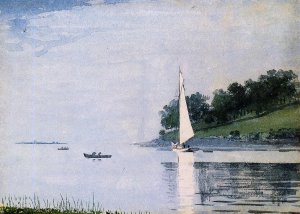 Yacht in a Cove by Winslow Homer Oil Painting Reproduction