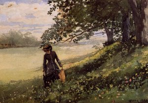 Young Woman with a Parasol by Oil Painting Reproduction